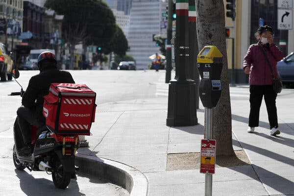 A courier in San Francisco for DoorDash.