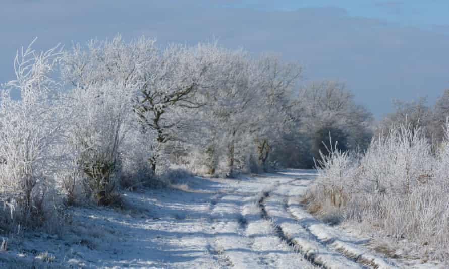 Mare Way, Cambridgeshire, in the snow