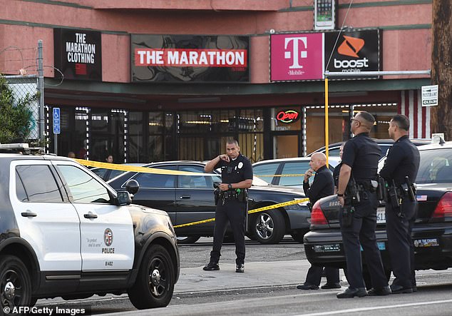 Scene of the crime: Eric Holder was indicted by a grand jury in May 2019 for gunning down Nipsey, age 33, outside The Marathon Store in March 2019