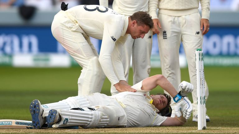 Smith was felled by a fierce bouncer from Jofra Archer at Lord's