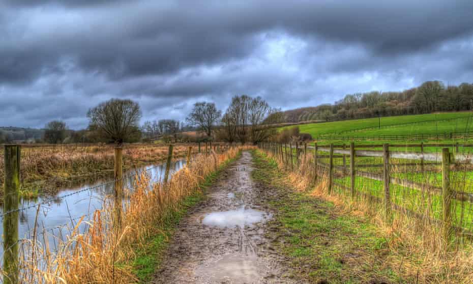 a muddy path in the Chess Valley.