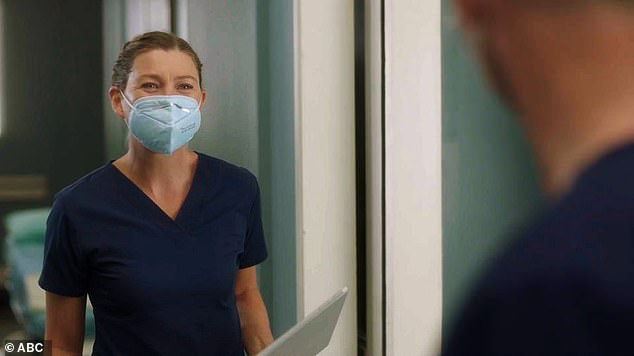 On the mend: Ellen Pompeo's character, Meredith Grey, endured a battle with COVID-19 on season 17