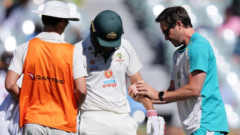 Burns was hit on the elbow by Jasprit Bumrah in Australia's run chase but has been cleared of any damage and will play in the second Test in Melbourne from Boxing Day