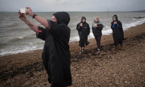 Swimmers dry off at Chalkwell beach