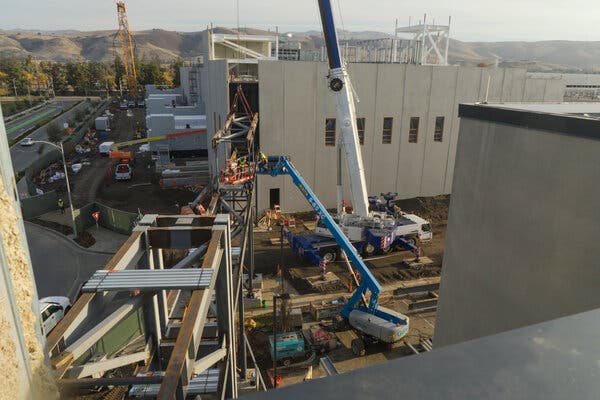 A future data center in San Jose, Calif., for Equinix, one of the largest global data center companies.