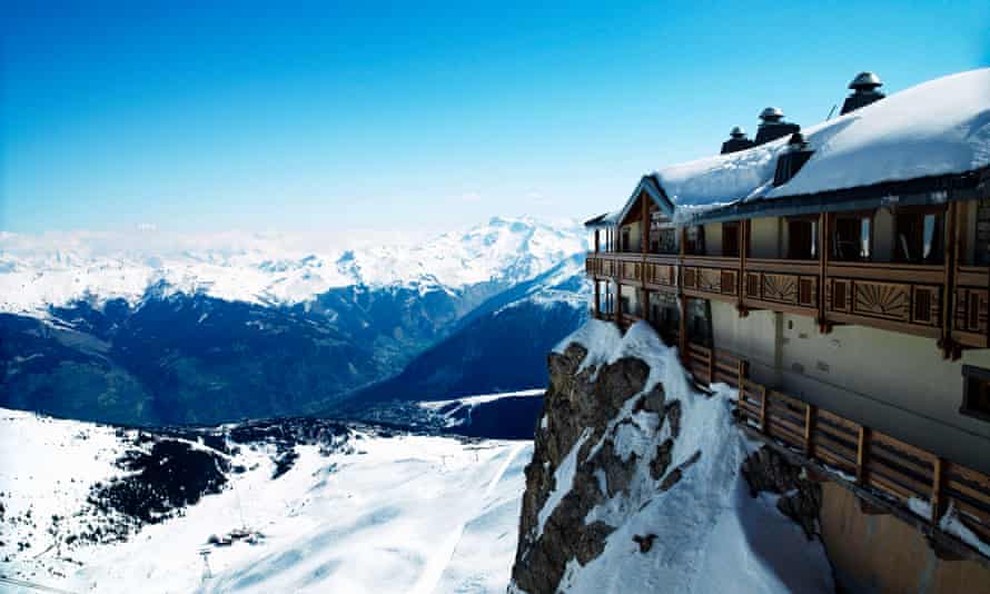 Wooden chalet in the mountains, Méribel, France.