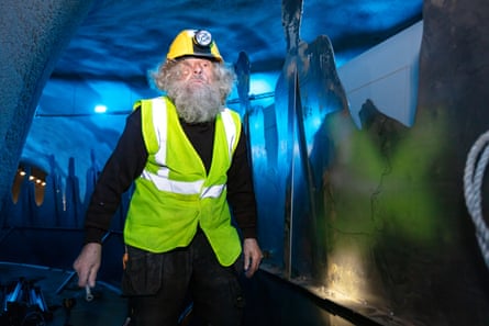 The illuminated ‘jellyfish’ rock at the centre of the roundabout is being decorated by Faroese artist, Tróndur Patursson.