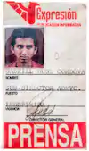 Veteran photographer Gabriel Huge Córdova’s remains were found in May 2012 along with the bodies of his nephew Guillermo Luna Varela and two other media workers. Above, his press card from the early 1990s.