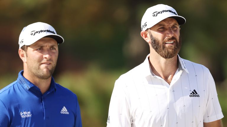 Dustin Johnson (right) and Jon Rahm (left) start the year as the world's top two players