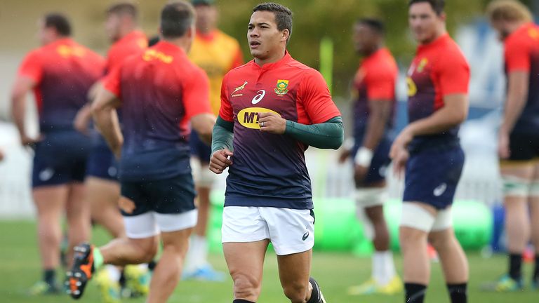 Cheslin Kolbe in training in Brisbane ahead of his Test debut against the Wallabies