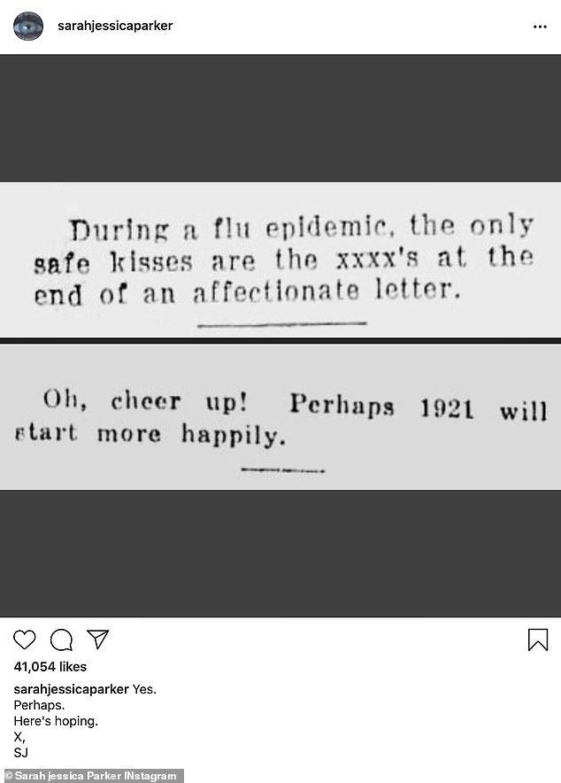 Hoping to go back 100 years: Sarah Jessica Parker made a post about how 1921 might be a better year