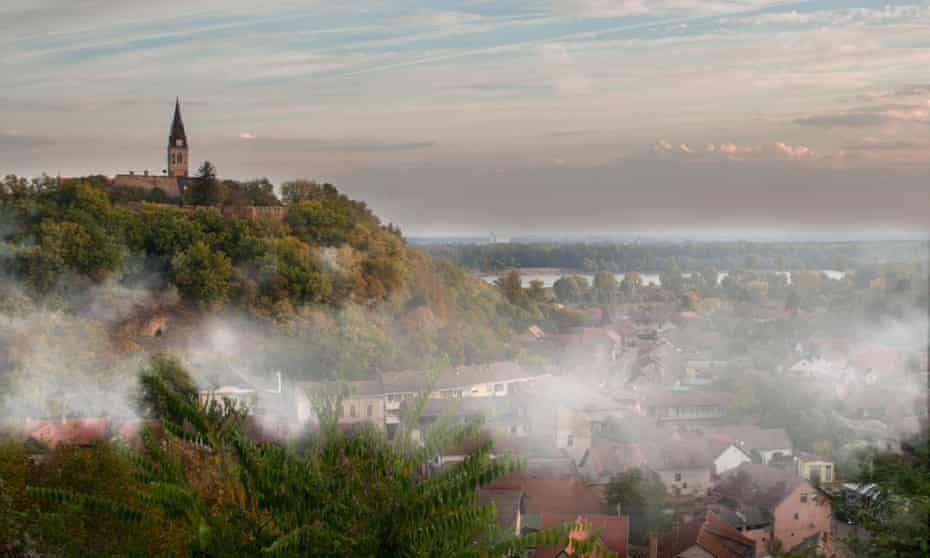 High Angle View Of Trees And Buildings In Town of Ilok, Croatia