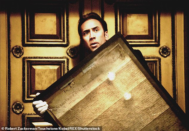 Movie magic: National Treasure features a plot line in which Cage's character tries to steal the Declaration of Independence, as it has a (fictional) treasure map hidden on the back