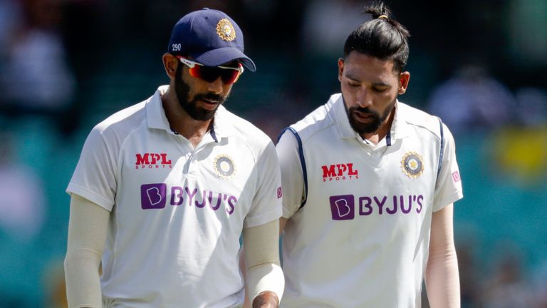 India bowlers Jasprit Bumrah (L) and Mohammed Siraj were allegedly abused on day three of the Test