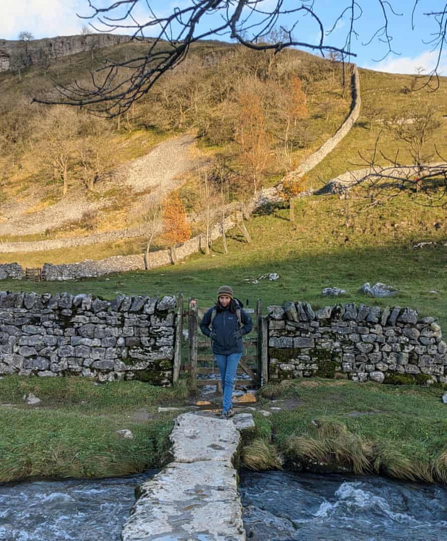 The author walking near Malham Cove.