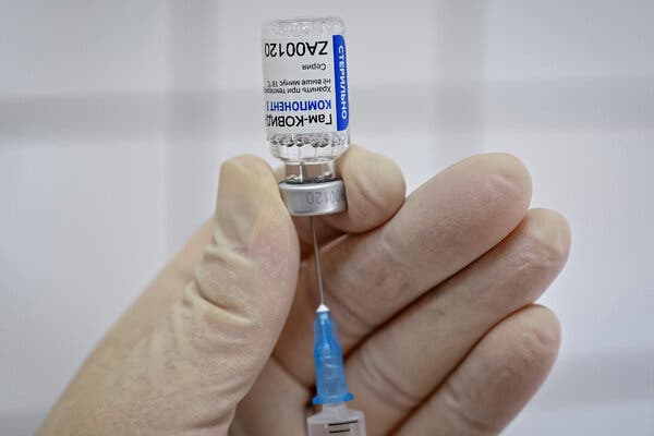 A medical worker filling a syringe with the Sputnik V vaccine at a clinic in Rostov-On-Don, Russia, last month.