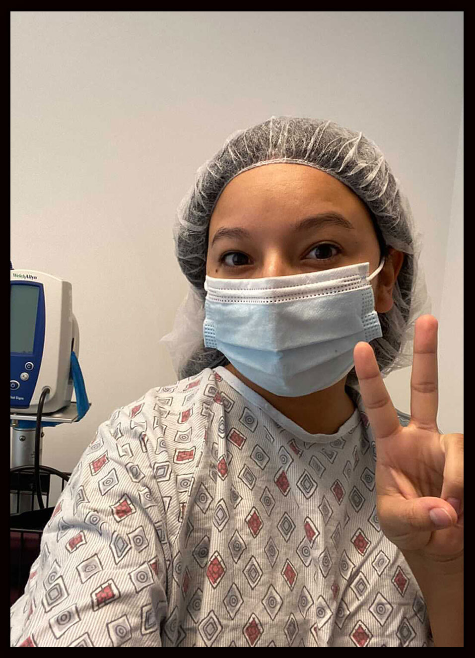 René Hurtado, 28, took a selfie before a doctor retrieved her eggs at a clinic in Arizona