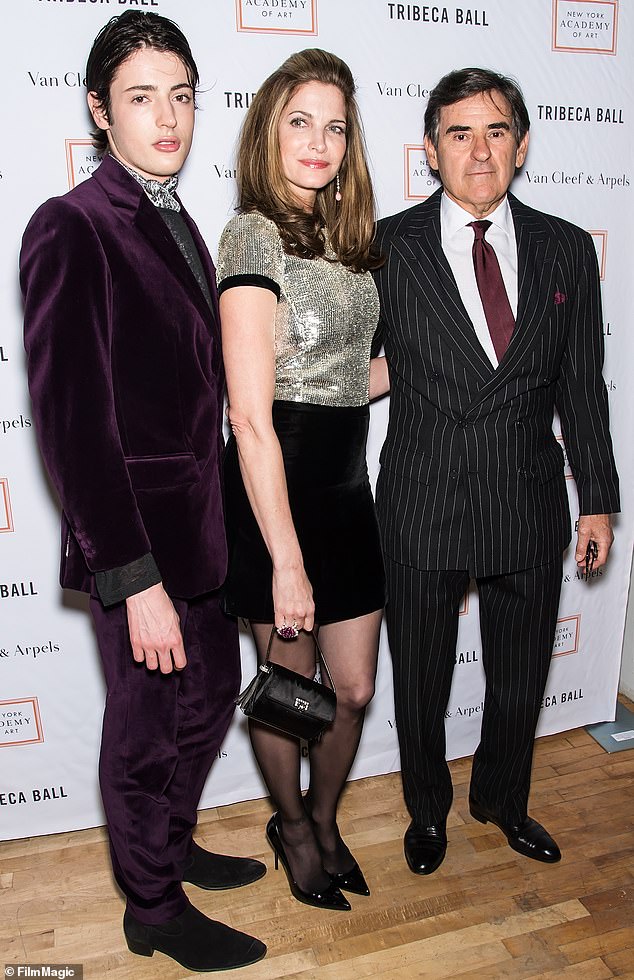 Happy family: Born August 3, 1996, Harry is the son of supermodel Stephanie Seymour, 52, and billionaire husband Peter Brant, 73, who also share son Peter II, 27, and daughter Lilly Margaret, 16 (pictured with mother Stephanie and father Peter in April, 2015)