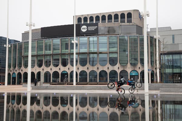 The Birmingham Repertory Theater, closed by Britain’s pandemic restrictions, is serving as a makeshift courthouse.