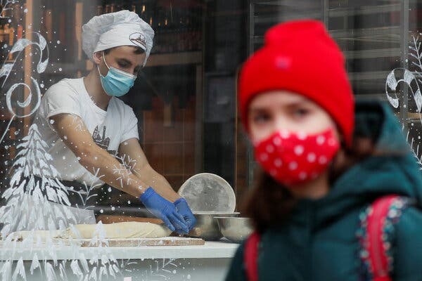 Outside a cafe in Kyiv, Ukraine, on Monday, the first day after lockdown restrictions were lifted.