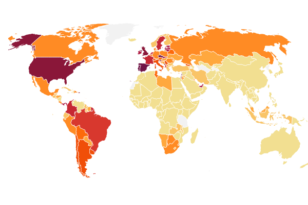 Worldwide coronavirus cases