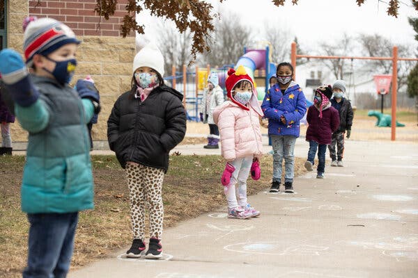 Elementary students in Wausau, Wis. A study from the Centers for Disease Control and Prevention in one rural Wisconsin county showed that the rate of transmission in Wood County schools was well below the county’s rate of infection. 