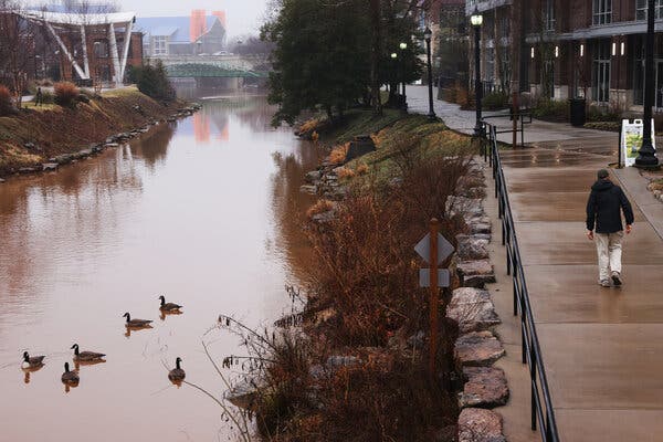 The riverwalk in Greenville, S.C., on Tuesday.