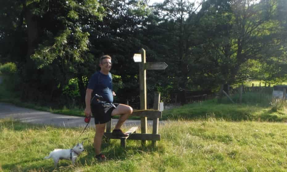 Mark Squires by a wall-less stile in Troutbeck valley, Cumbria