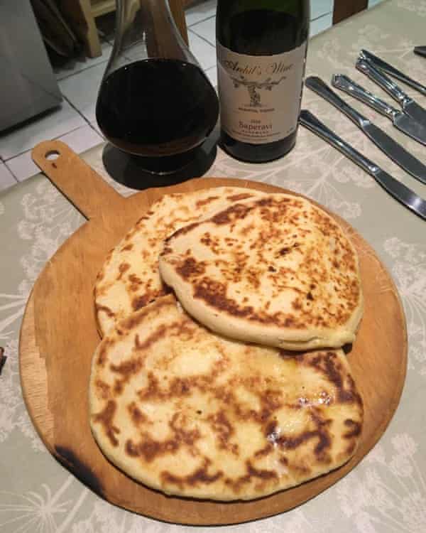 Khachapuri, Georgian flatbreads made by Marcel Theroux.