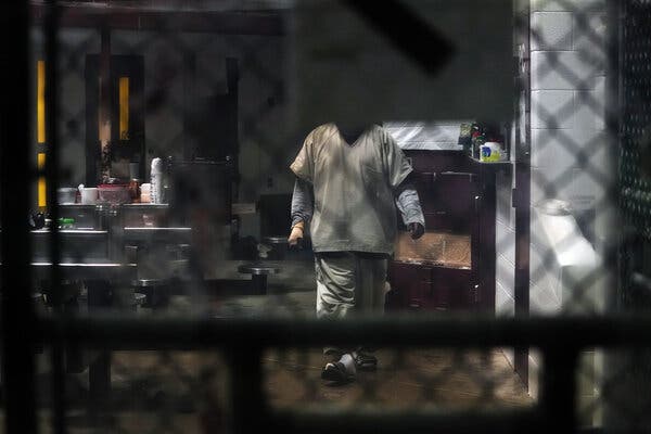 A prisoner at the Camp 5 and 6 detention center at Guantanamo Bay, Cuba, in 2019.