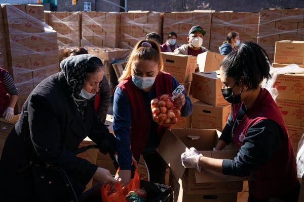 Food banks like COPO pantry in Brooklyn have seen record numbers of clients during the pandemic.