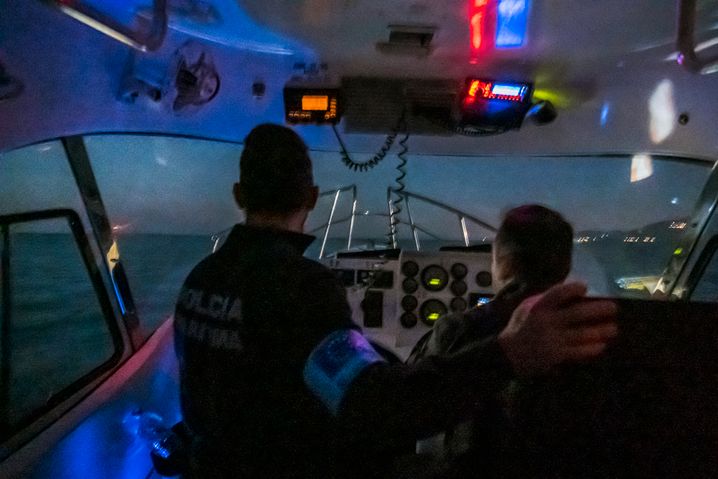 Frontex border guards in the Aegean Sea