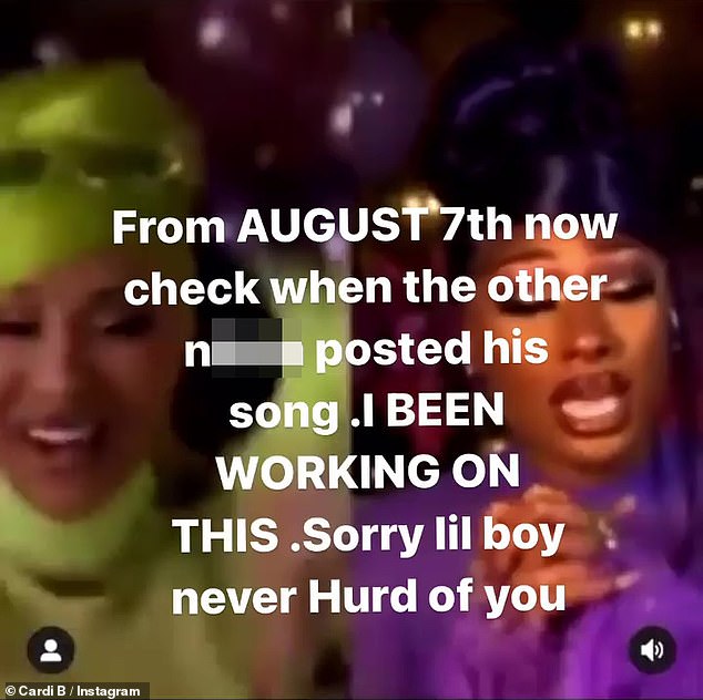 Receipts: But Cardi shared a clip of her and Megan Thee Stallino that was allegedly from August 7 in which she appears to shout a line from Up over and over