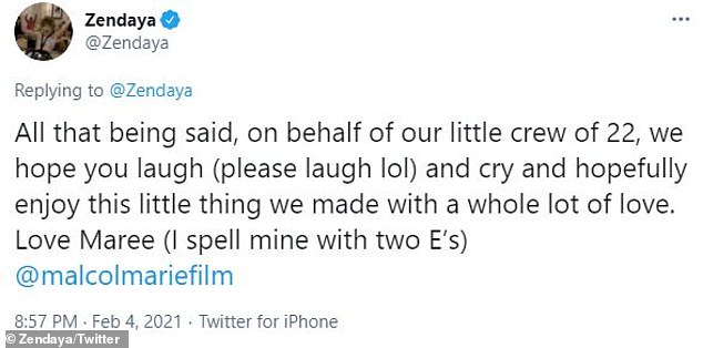 The Emmy winner explained the intimate production process as the film was made during the pandemic in June and July, amid strict COVID-19 protocols