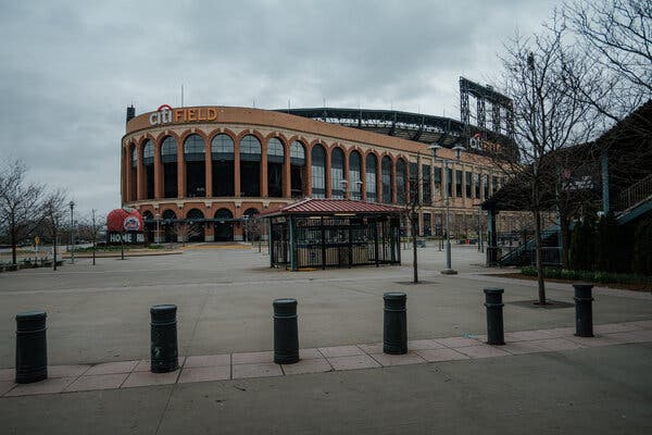 An empty Citi Field in Queens last year. It will open as a vaccination site on Wednesday and serve eligible residents of Queens, as well as food delivery workers and licensed taxi and for-hire drivers.