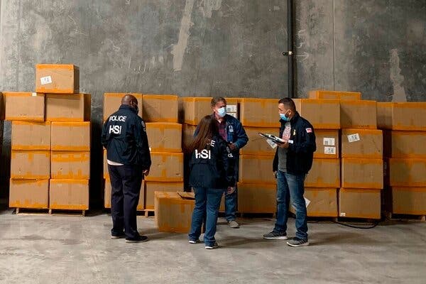 A seizure of counterfeit masks at a port warehouse in El Paso, Texas.
