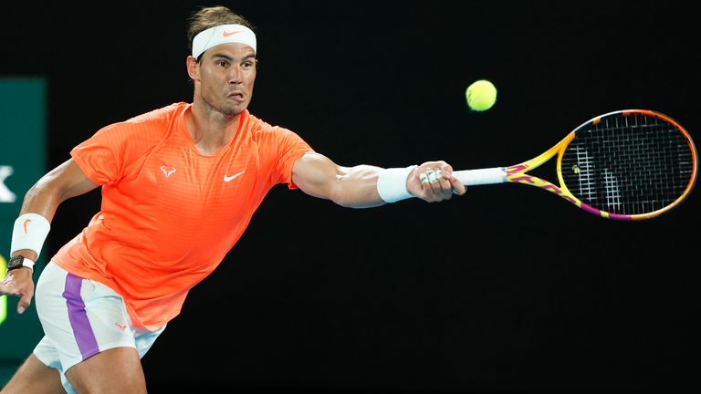 Nadal in action against Mmoh in their second-round clash (AP Photo/Rick Rycroft)