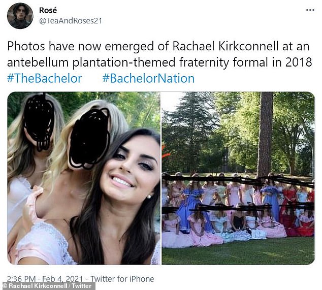 Photos of her from 2018 at a plantation themed formal surfaced online, with multiple users additionally adding that she had bullied a classmate in high school for dating black guys