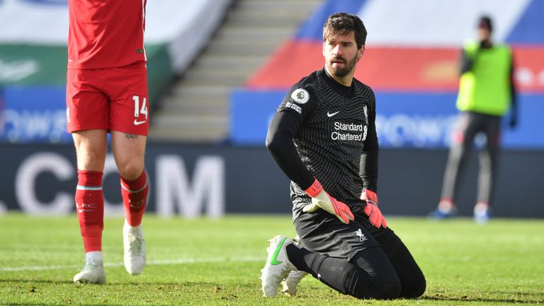 Alisson was at fault for Leicester&#39;s second after a mix-up with Ozan Kabak