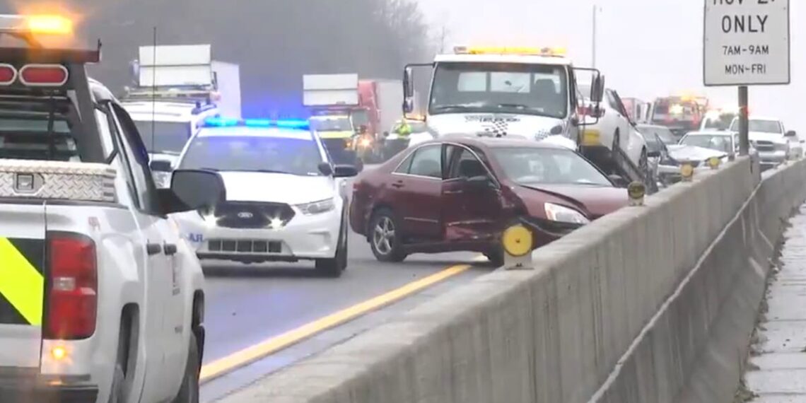 Massive crash on icy road involving 20 vehicles leaves several injured ...