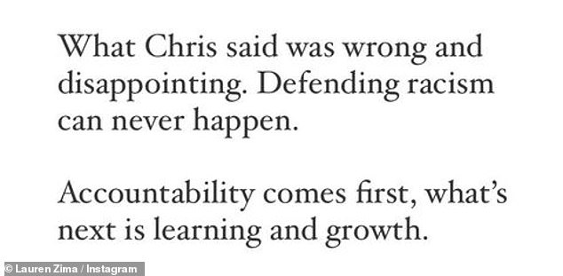 In agreement: Zima suggested it was correct for Harrison to be removed from The Bachelor, though there was an opportunity for 'learning' now