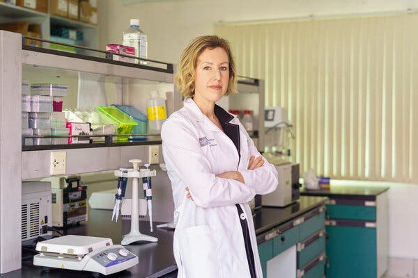 Dr. Jessica Manning last week in her laboratory inside the National Center for Parasitology, Entomology and Malaria Control in Phnom Penh, Cambodia.