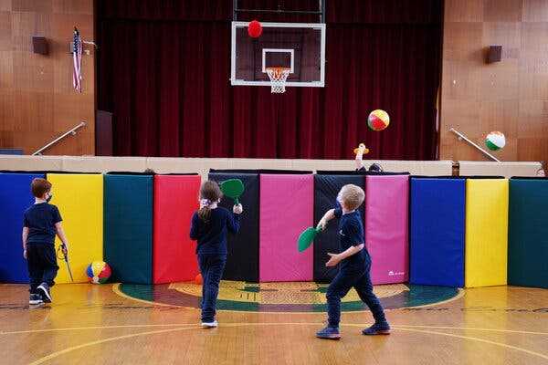 A gym class in Boston last month. Doctors across the country have been seeing a striking increase in the number of young people with Multisystem Inflammatory Syndrome in Children, or MIS-C.