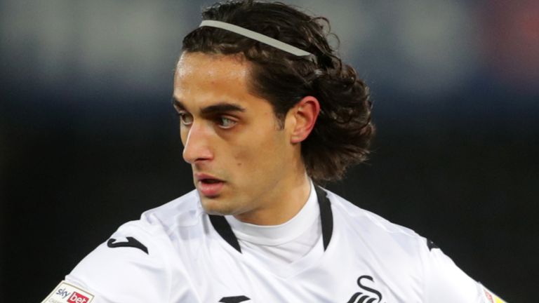 Swansea City&#39;s Yan Dhanda during the Sky Bet Championship match at the Liberty Stadium, Swansea