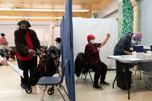 A Covid-19 vaccination site in the Bronx on Tuesday. The White House announced an increase in the vaccine supply to a total of 13.5 million per week. 