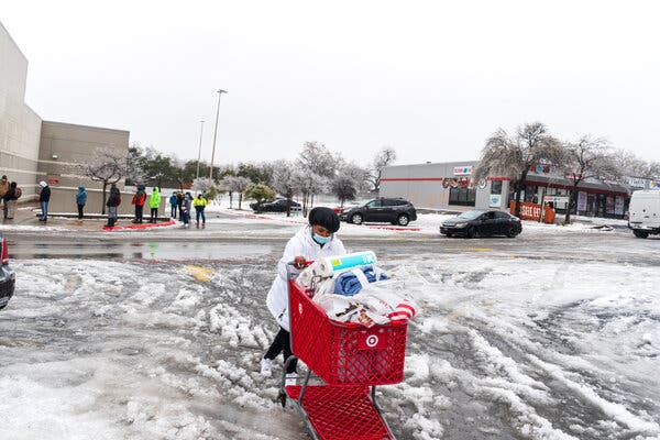 The scene in Austin, where many residents have been without power. Production of natural gas has stalled as a result of the low temperatures in Texas.