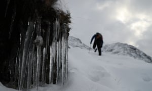 Climbing into the whiteout