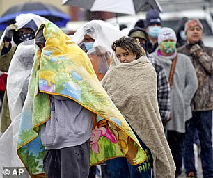 People waited in lines in the cold to fill up propane tanks in Houston