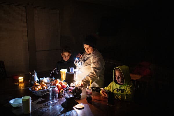 Manessa Grady and her sons Zechariah, 8, left, and Noah, 9, were among the millions of Texas residents who lost power this week.