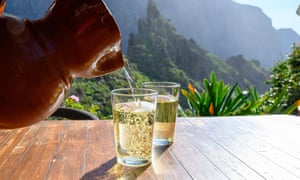 Crisp white wine in the small mountain village of Masca